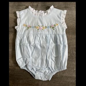 The Oakes apparel girls bubble with embroidered flowers